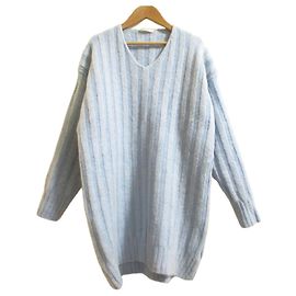 Céline Celine V-Neck Wide Rib Knit Mini Dress