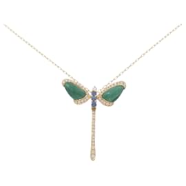 Autre Marque Au750 Roségold Saphir Diamant Malachit Halskette