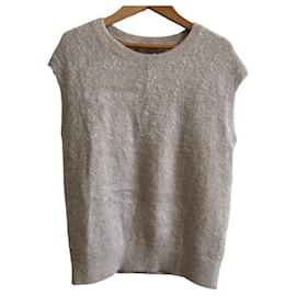 Autre Marque JUSGLITTY 24AW Top de punto de terciopelo lamé estilo francés