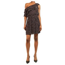 Saint Laurent Schwarzes Mini-Kleid mit einer Schulter und Sternenprint - Größe UK 10