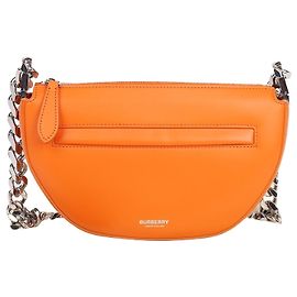 Burberry Olympia Mini Chain Bag aus orangefarbenem Leder
