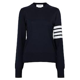Asymmetrischer Wollpullover in Navy mit entspannter Passform - Thom Browne