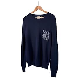 Jersey-Strickpullover für Herren mit schräger Tasche Navy Blau XL - Dior