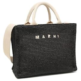 Piccola borsa tote in rafia nera - Marni