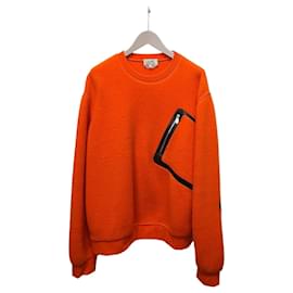 Kaschmirstrickpullover mit orangefarbenem Lederpatch-Detail - Hermès