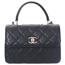 Chanel Trendy CC Top Handle Flap Bag Medium Schwarz Gold