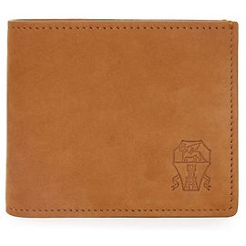 Brunello Cucinelli Zweifaltiges Portemonnaie aus Nubukleder Cognac