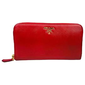 Prada Saffiano Gippy Red langer Geldbeutel