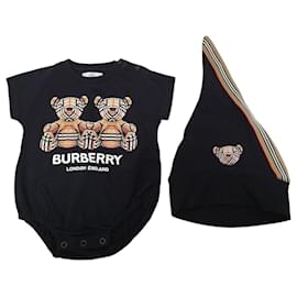 Set coordinato top e cappello in cotone con motivo Black Baby Thomas Bear - Burberry