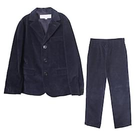Burberry Completo con Blazer, Pantaloni e Giacca in Velluto a Costine Blu Navy per Bambini, Anni