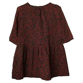 Kinder Kleid in Burgunderrot mit Blumenmuster, Jahre - Burberry