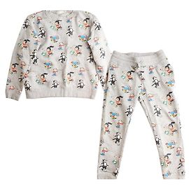Stella Mc Cartney Set con Felpa e Pantaloni in Pile a Stampe Multiple Stella Taglia Top Taglia Bottom