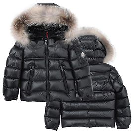 Giacca Moncler Kids con cappuccio in pelliccia