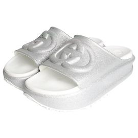 Gucci Sandali Slide Interlocking Argento Metallico