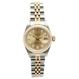 Datejust Damenuhr mit Champagnergold-Zifferblatt und Diamanten, Kombinationsuhr, mit Garantie - Rolex