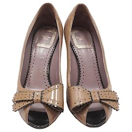 Décolleté con punta aperta in pelle vernice Christian Cannage - Dior