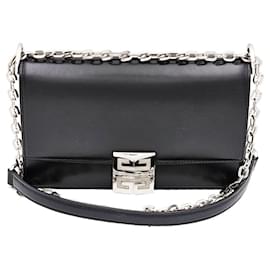 Piccola borsa a tracolla in pelle nera con scatola e catena - Givenchy