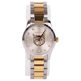 Gucci Cat Watches Diamond Combi Damenuhr