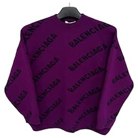 Oversized Strickpullover mit Logo - Balenciaga