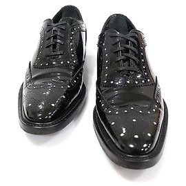 Dolce & Gabbana Schwarze Lackleder-Schnürschuhe BUDAPESTER mit Kristallen für Damen