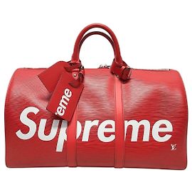 Louis Vuitton Bandoliera Keepall Epi con Logo Supreme Rosso