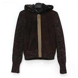 Junior Kapuzenjacke mit Reißverschluss aus Lammfell und Wildleder - Fendi