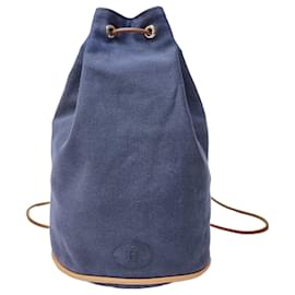 Borsa a sacco in tela con coulisse Polochon Blu - Hermès