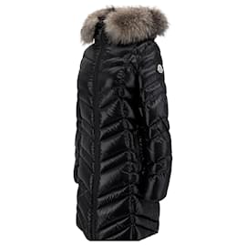 Giacca lunga imbottita da donna Moncler Fulmarus con pelliccia di volpe