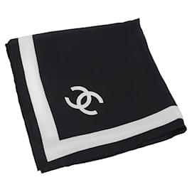 Seidenschal aus Twill Quadrat Ecru Schwarz CC - Chanel