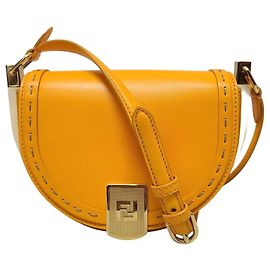 Fendi Moonlight Saddle Schultertasche aus orangefarbenem Leder