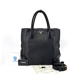 Prada Borsa Tote e Borsa a Spalla Vittelo Daino Black