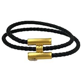 Men's Tunis Tresse Bracelet Black Gold - Hermès