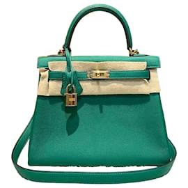 Hermès Kelly Togo Verde Giada Gold Stamp