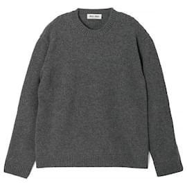 Kaschmirstrickpullover mit weißem Logo Grau - Miu Miu