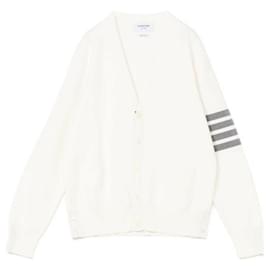 Thom Browne V-Ausschnitt-Cardigan aus Baumwolle in Milano-Stich