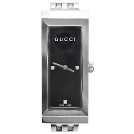 Gucci Reloj de acero con marco de diamante