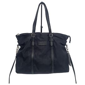 Gucci Nylon-Tote-Bag und Schultertasche mit Lederbesatz