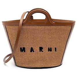Borsa tote in rafia Raffia Tropicalia Logo - Marni