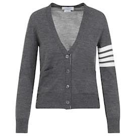 Cardigan de lã de merino fina com ajuste relaxado - Thom Browne