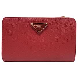 Rote Saffiano Damen Geldbörse mit Dreieckslogo - Prada
