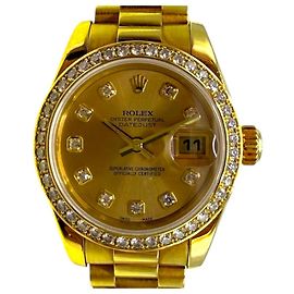 Rolex Datejust Lünette Diamanten Champagner Gelbgold