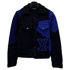 Louis Vuitton Intarsia Strickjacke aus schwerer Wolle
