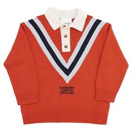 Burberry Roter Cashmere-Logo Strickpullover mit langen Ärmeln für Baby und Kinder