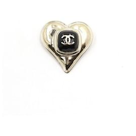 Chanel Spilla da donna con logo CC a forma di cuore nero e oro