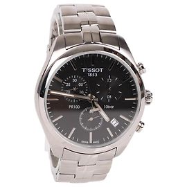 Tissot Chrono Herrenuhr aus Stahl mit schwarzem Zifferblatt