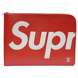 Louis Vuitton Clutch Epi con Logo Rosso Supreme Edizione Limitata