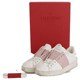 Valentino Weiße Leder-Sneaker mit verdeckter Schnürung Größe