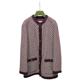 Gucci Giacca in tweed pregiato in crepe con bottoni a ferro di cavallo rosso menta