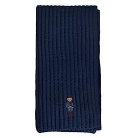 Strickschal mit Bärenmotiv aus einfarbigem Denim - Ralph Lauren