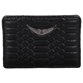 Zadig & Voltaire Schwarzes Kartenetui für Damen mit Frontlogo
